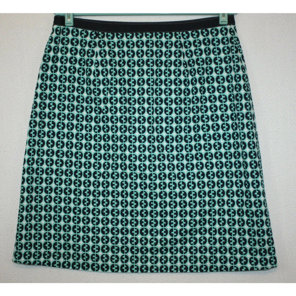 BODEN Green Blue Geometric Cotton Lined Skirt Knee Length Lined A Line 10 - Picture 3 of 6